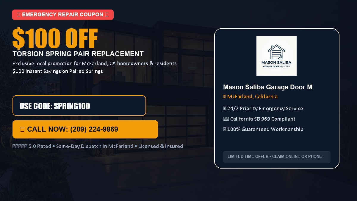 $100 OFF Heavy-Duty Torsion Spring Pair Replacement in McFarland, CA