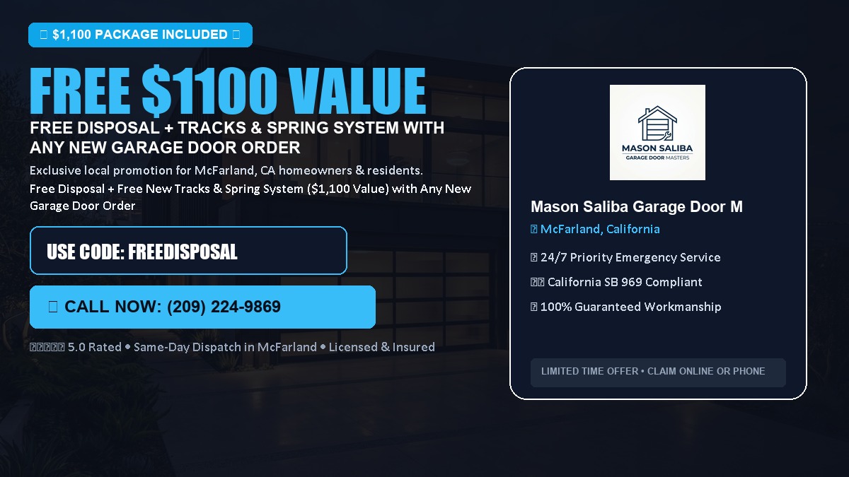 Free Disposal + Free New Tracks & Spring System with Any New Garage Door Order ($1100 Value) in McFarland, CA